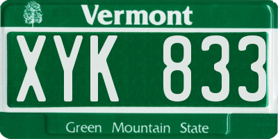 VT license plate XYK833