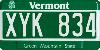 VT license plate XYK834