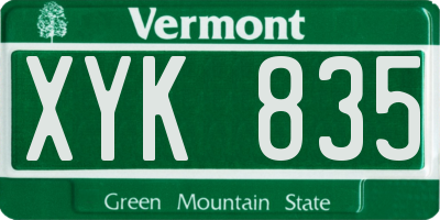 VT license plate XYK835