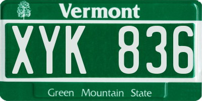 VT license plate XYK836