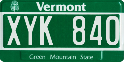 VT license plate XYK840