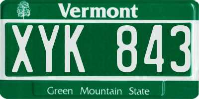 VT license plate XYK843