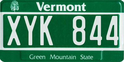 VT license plate XYK844