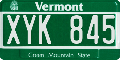 VT license plate XYK845