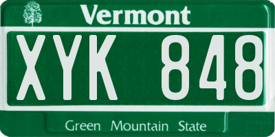 VT license plate XYK848