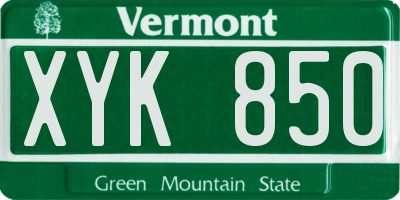 VT license plate XYK850