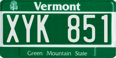 VT license plate XYK851