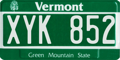 VT license plate XYK852