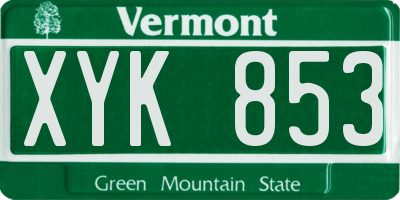 VT license plate XYK853