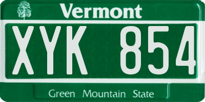 VT license plate XYK854