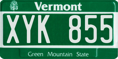 VT license plate XYK855