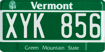 VT license plate XYK856