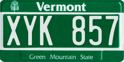 VT license plate XYK857