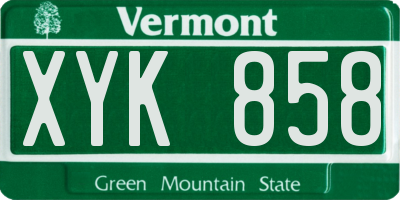 VT license plate XYK858