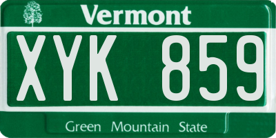 VT license plate XYK859