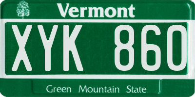 VT license plate XYK860