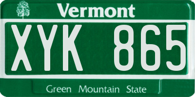 VT license plate XYK865