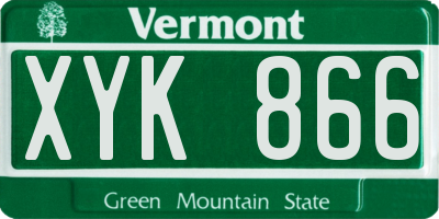 VT license plate XYK866