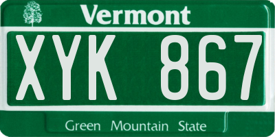 VT license plate XYK867