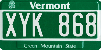VT license plate XYK868
