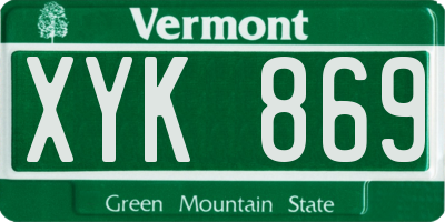 VT license plate XYK869