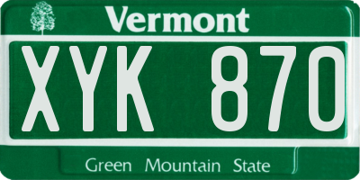 VT license plate XYK870
