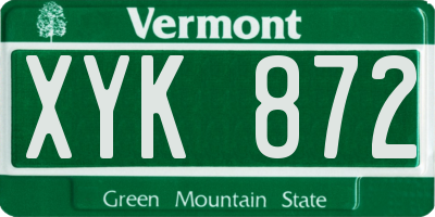 VT license plate XYK872