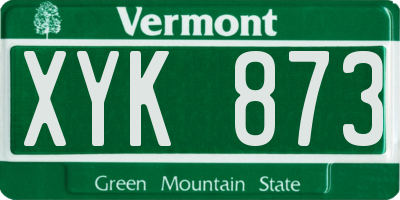 VT license plate XYK873