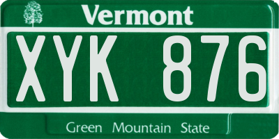 VT license plate XYK876