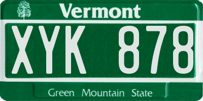VT license plate XYK878