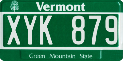 VT license plate XYK879