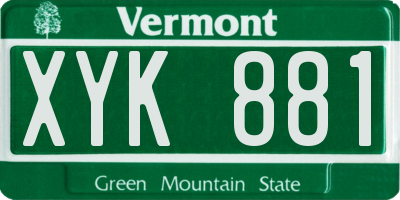 VT license plate XYK881