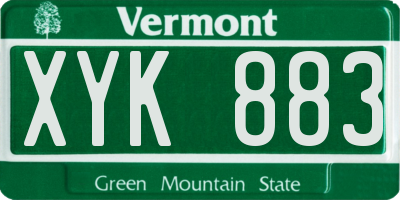 VT license plate XYK883