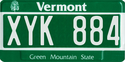 VT license plate XYK884