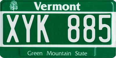 VT license plate XYK885