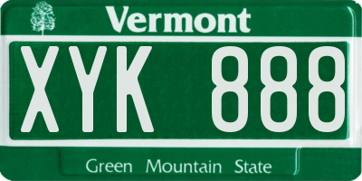 VT license plate XYK888
