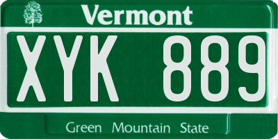 VT license plate XYK889