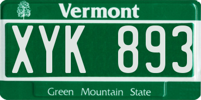 VT license plate XYK893