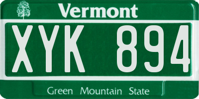 VT license plate XYK894