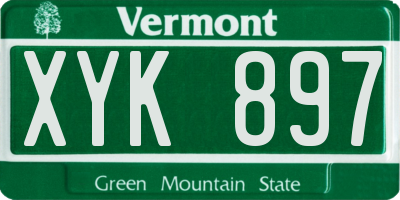 VT license plate XYK897