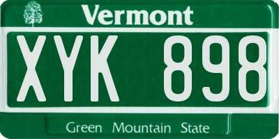 VT license plate XYK898