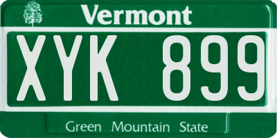 VT license plate XYK899