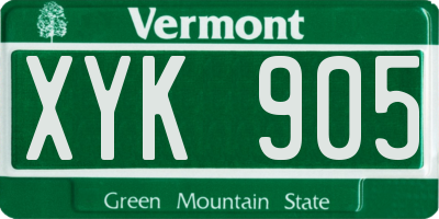 VT license plate XYK905
