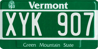 VT license plate XYK907