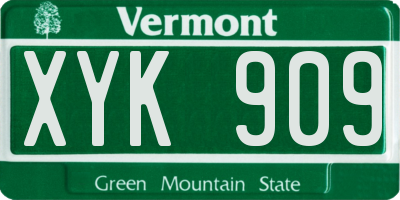 VT license plate XYK909
