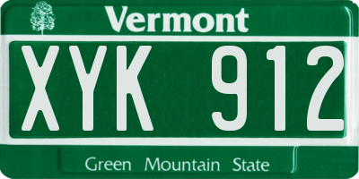 VT license plate XYK912