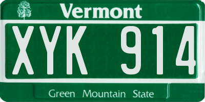 VT license plate XYK914