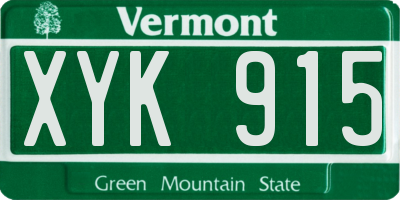 VT license plate XYK915