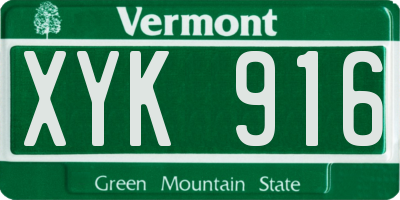 VT license plate XYK916