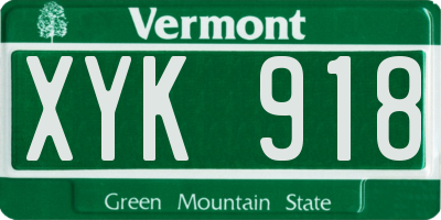 VT license plate XYK918